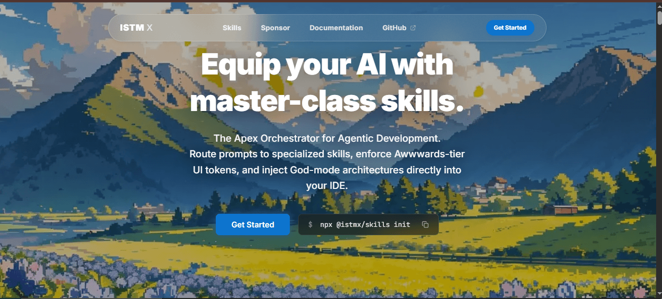 ISTMX Skills website showing reusable workflows for AI coding agents